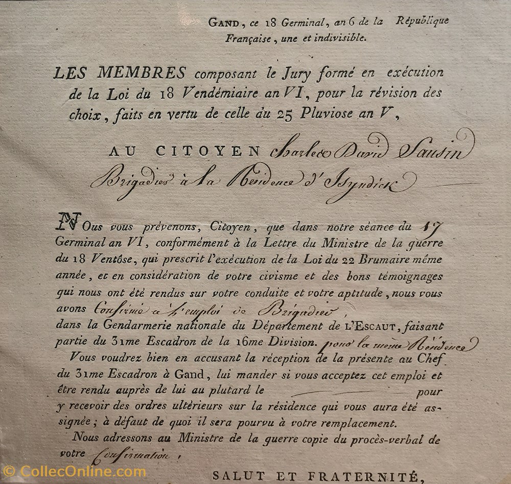 092 Département de L’Escaut vieux papiers documents historiques 092 departement de l escaut