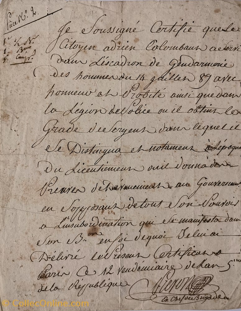 34ème Division constituée avec "les hommes du 14 juillet 1789" qui ont pris la Bastille vieux papiers documents historiques 34eme division constituee avec les hommes du 14 juillet 1789 qui ont pris la bastille