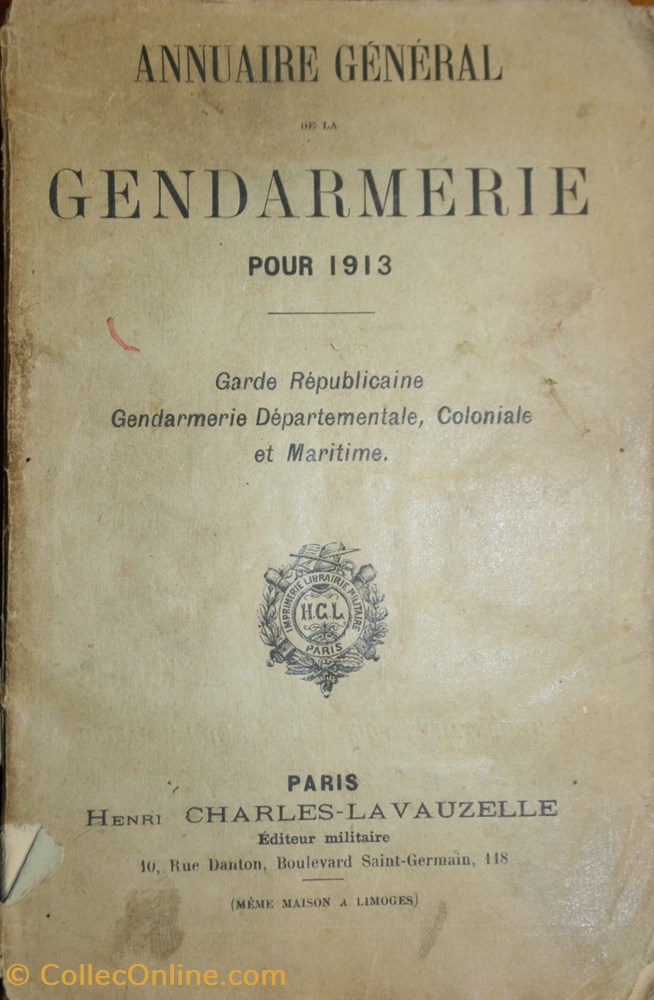 militaria livres revues catalogues 1913 annuaire general de la gendarmerie