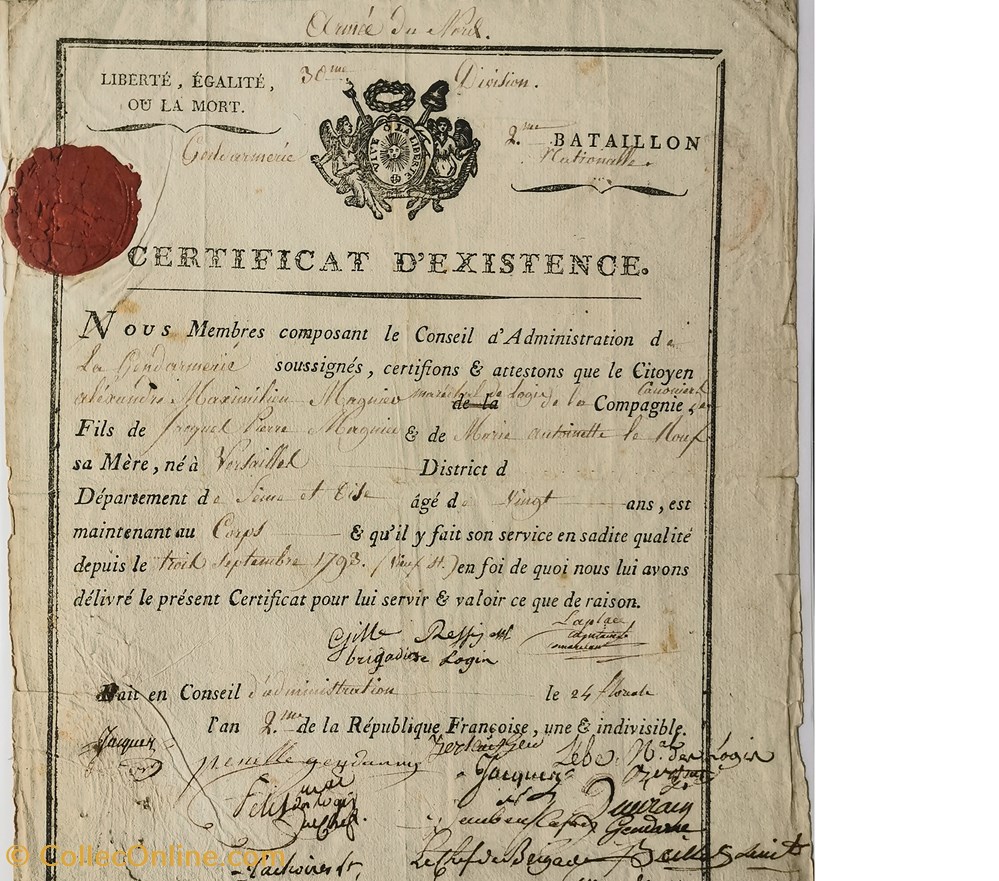 vieux papiers documents historiques 30eme division 2eme bataillon armee du nord