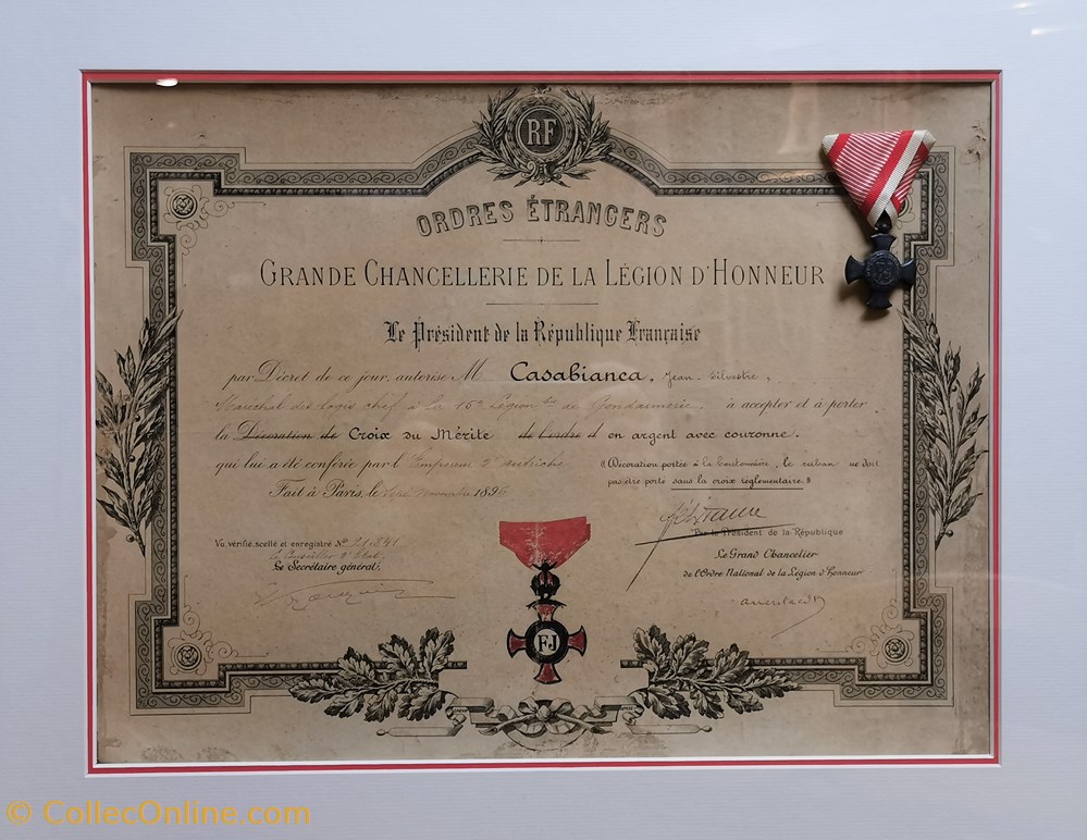 militaria medailles insignes 1896 diplome et medaille de la croix argent du merite autriche