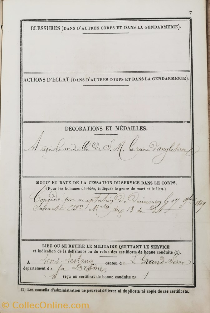Livret 1869 Gendarme à pied de la Garde de Paris ARNAUD 3 militaria livres revues catalogues livret 1869 gendarme a pied de la garde de paris arnaud