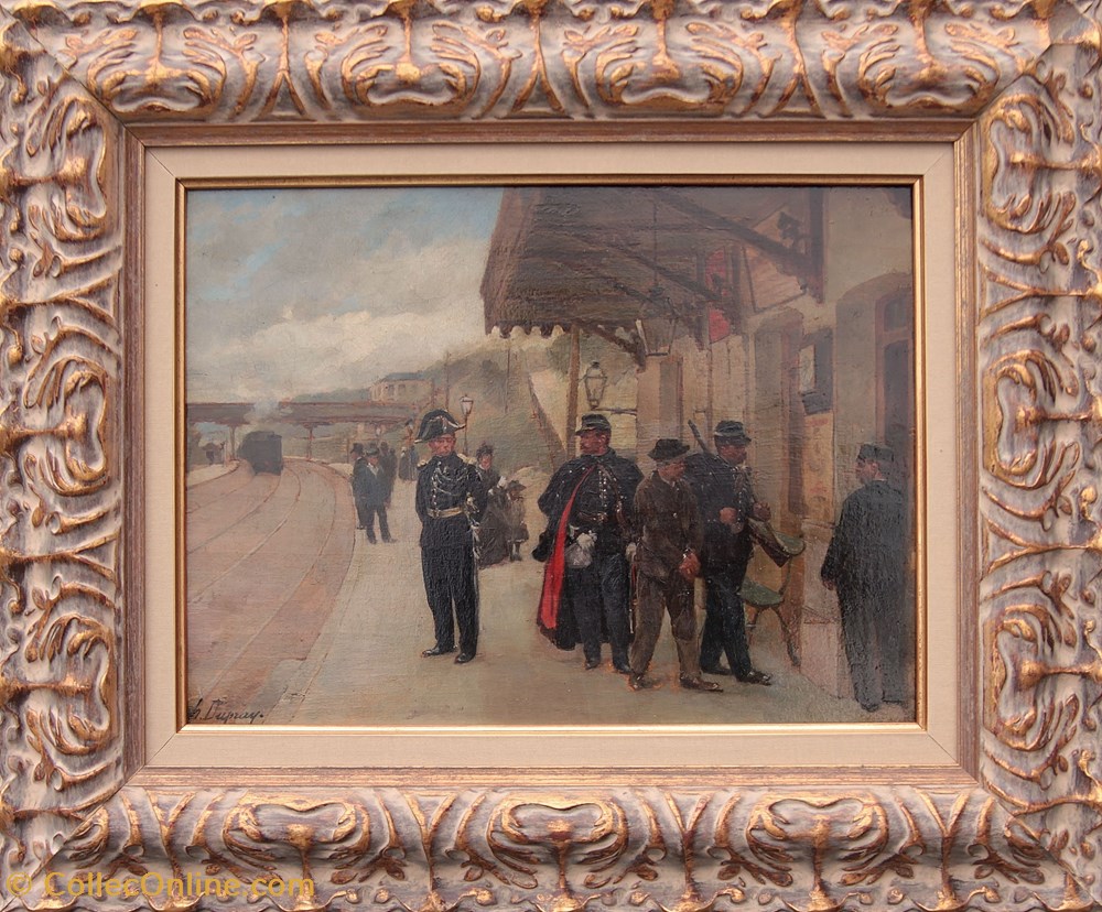 art antiquites peintures dessins escorte de deserteur par des gendarmes