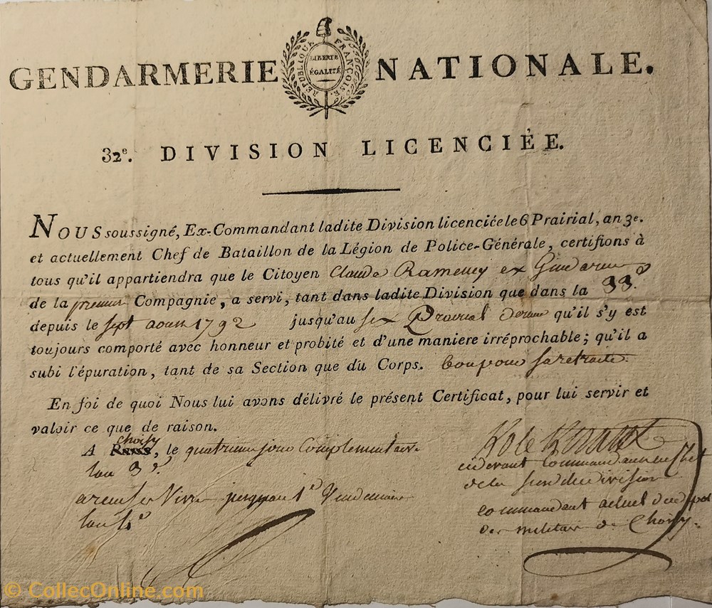 32ème Division licenciée vieux papiers documents historiques 32eme division licenciee