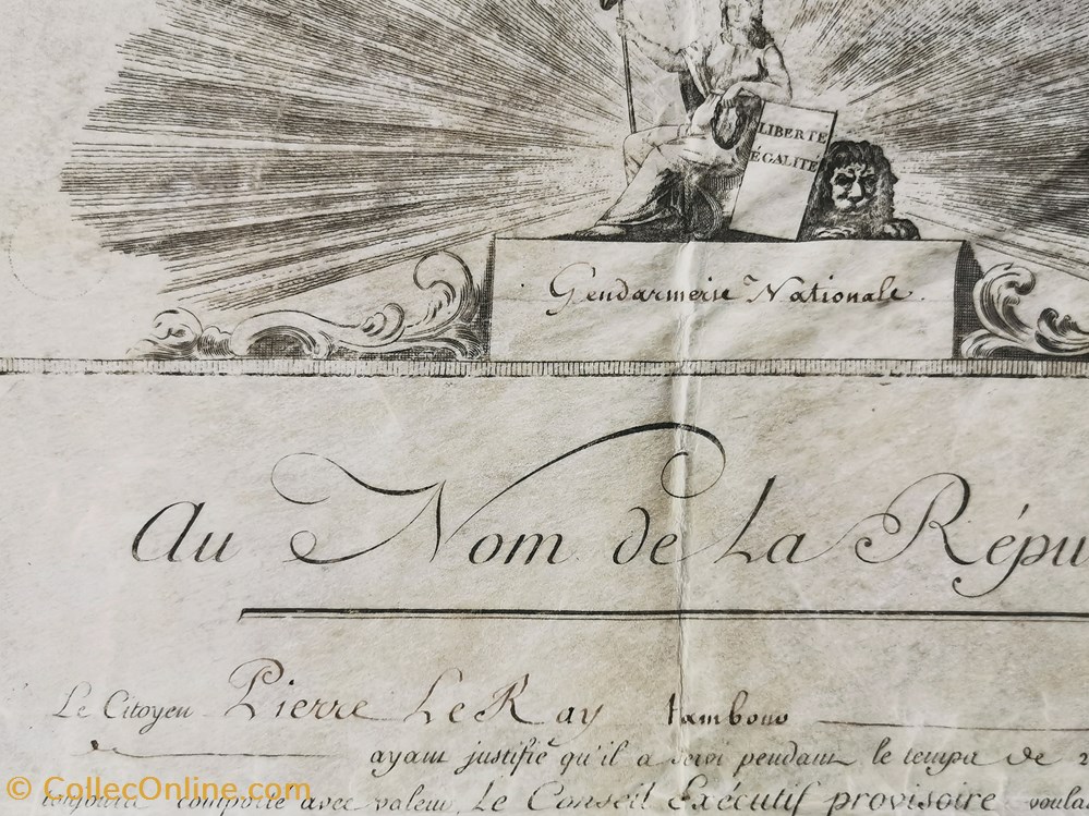 1793 Brevet du Médaillon des deux Epées militaria medailles insignes 1793 brevet du medaillon des deux epees