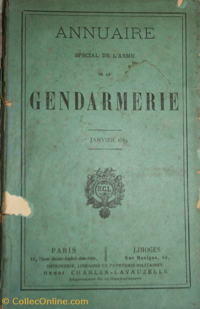 militaria livres revues catalogues 1884 annuaire de la gendarmerie
