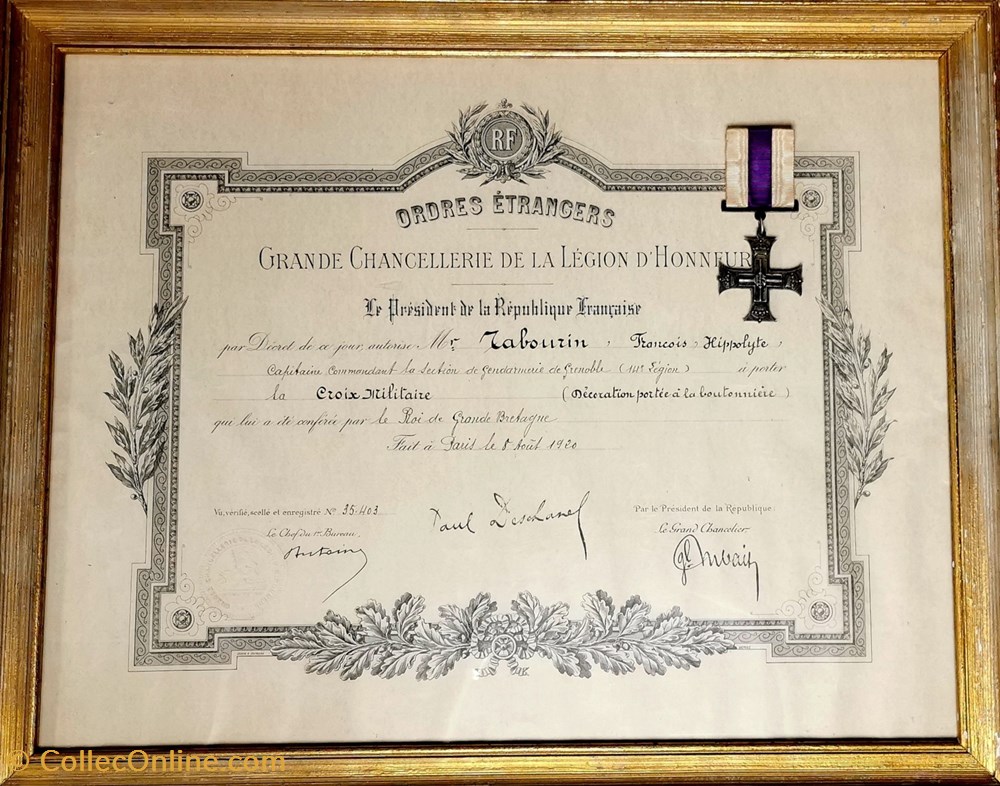 1920 Diplôme et Médaille de la Military Cross du Roi d'Angleterre militaria medailles insignes 1920 diplome et medaille de la military cross du roi angleterre