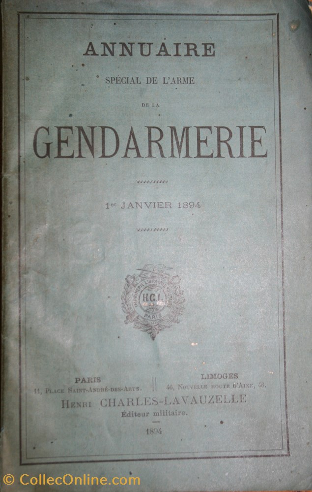 militaria livres revues catalogues 1894 annuaire de la gendarmerie