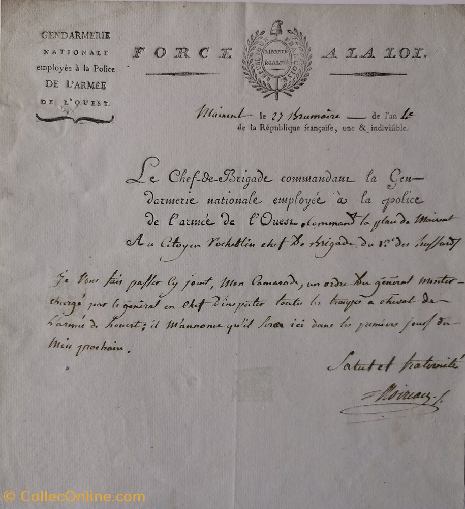 Armée de l'Ouest vieux papiers documents historiques armee de ouest