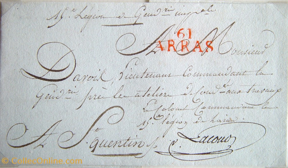 61/ARRAS vieux papiers marques postales 61 arras