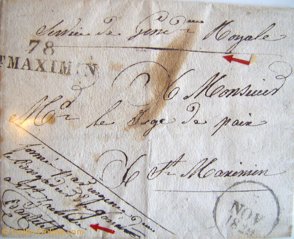 78/STMAXIMIN vieux papiers marques postales europe 78 stmaximin