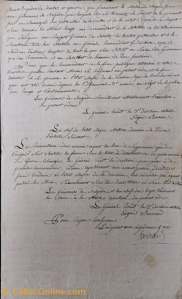 Armée du Rhin le 15 octobre 1795 doc3 documents anciens historiques armee du rhin le 15 octobre 1795 doc3