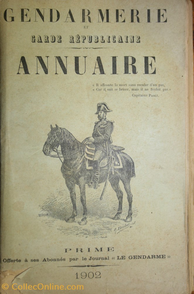 1902 Annuaire de la Gendarmerie militaria livres revues catalogues 1902 annuaire de la gendarmerie
