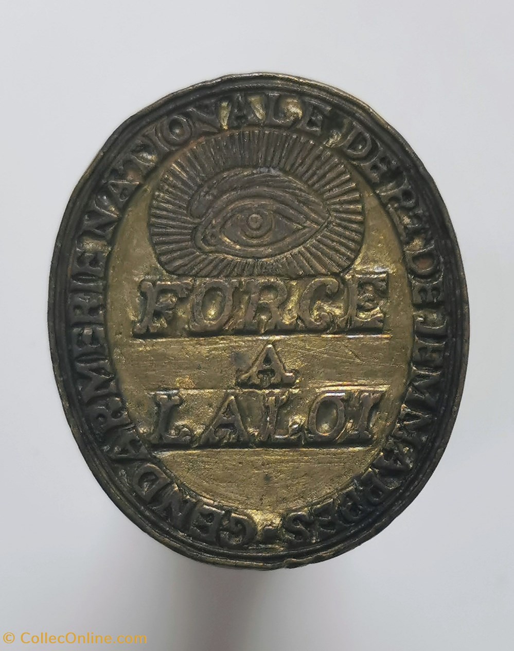 1793 à 1814, Cachet de la GENDARMERIE NATIONALE DE JEMMAPPES / FORCE A LA LOI militaria police 1793 a 1814 cachet de la gendarmerie nationale de jemmappes force a la loi