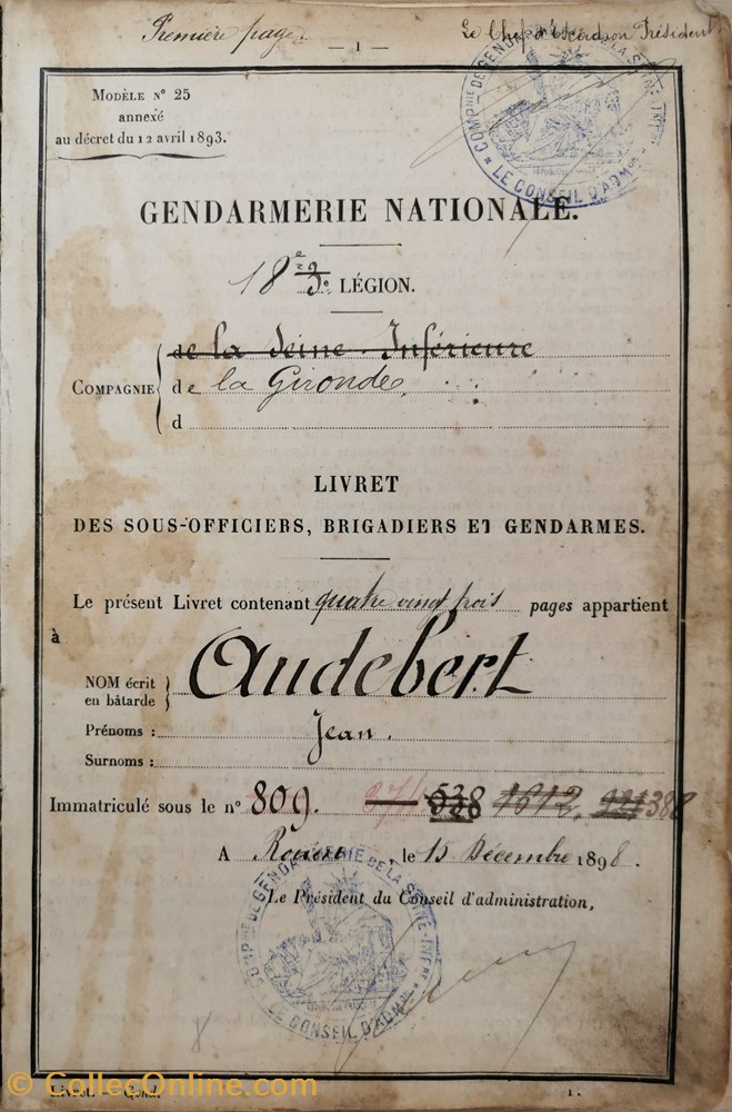 Livret 1898 Gendarme à cheval AUDEBERT 2 militaria livres revues catalogues livret 1898 gendarme a cheval audebert