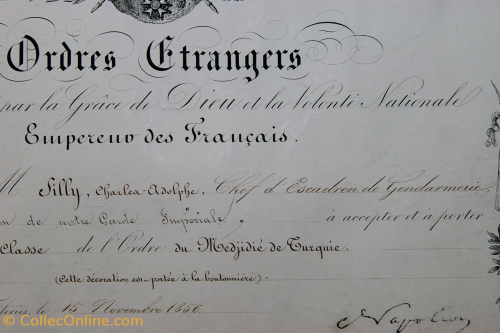 militaria medailles insignes 1856 diplome de ordre du medjidie de turquie