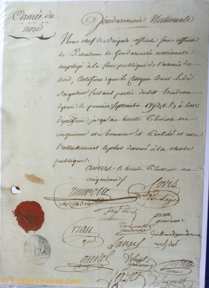 Armée du Nord vieux papiers documents historiques armee du nord