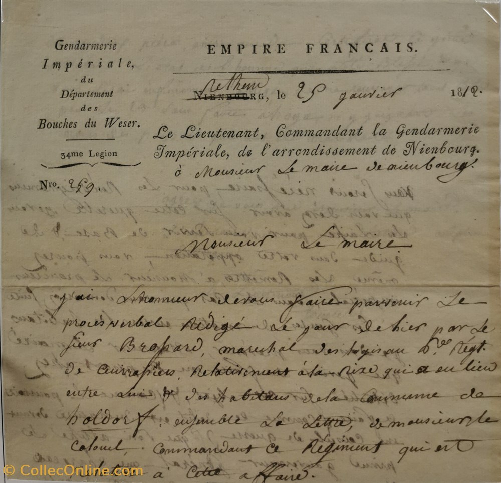 129 Département des Bouches du Weser vieux papiers documents historiques 129 departement des bouches du weser