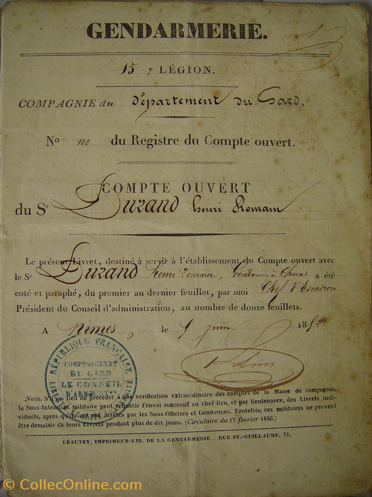 Livret 1852 Gendarme Impérial à cheval DURAND 2 militaria livres revues catalogues livret 1852 gendarme imperial a cheval durand
