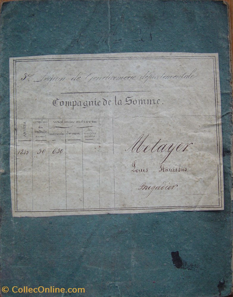 militaria livres revues catalogues livret 1838 gendarme departemental metayer