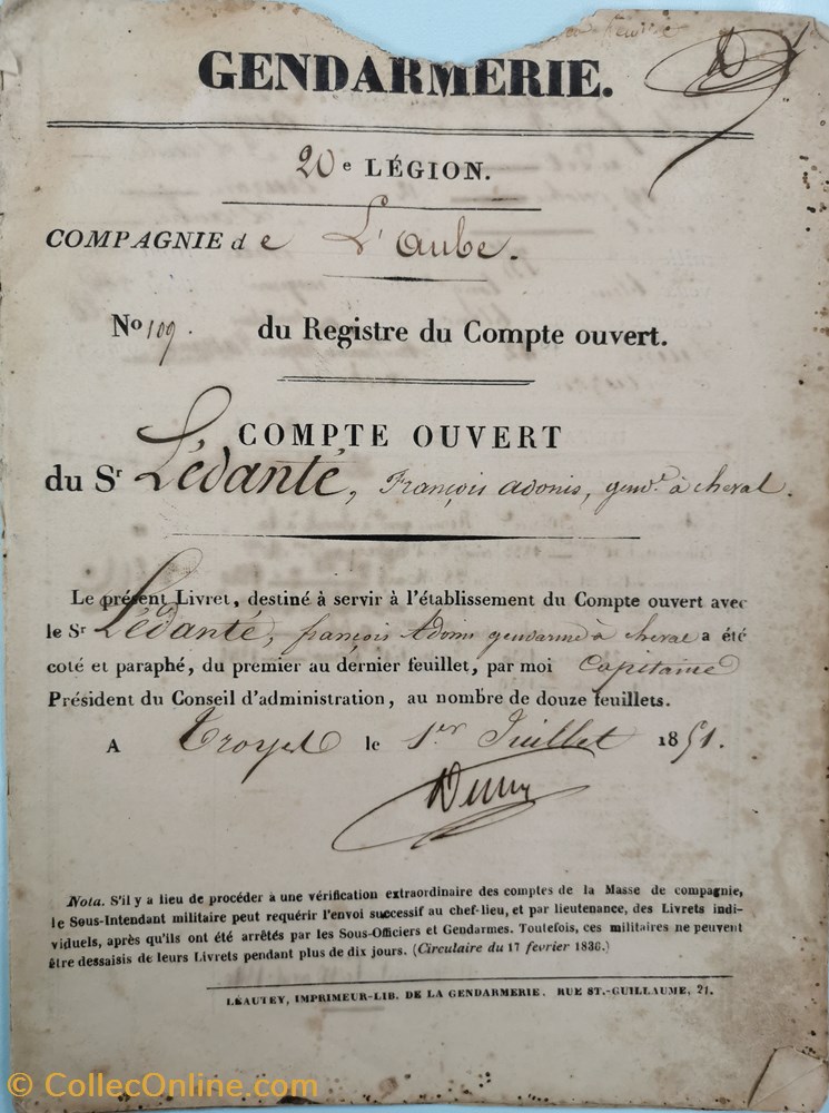 militaria livres revues catalogues livret 1851 gendarme imperial a cheval levante