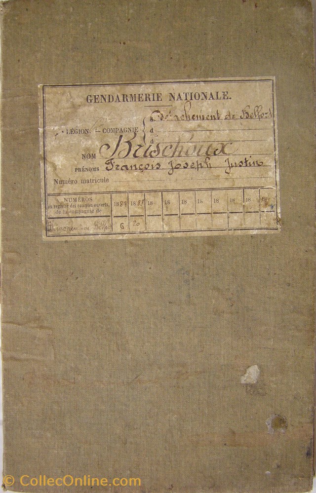 militaria livres revues catalogues livret 1887 gendarme national a pied brischoux