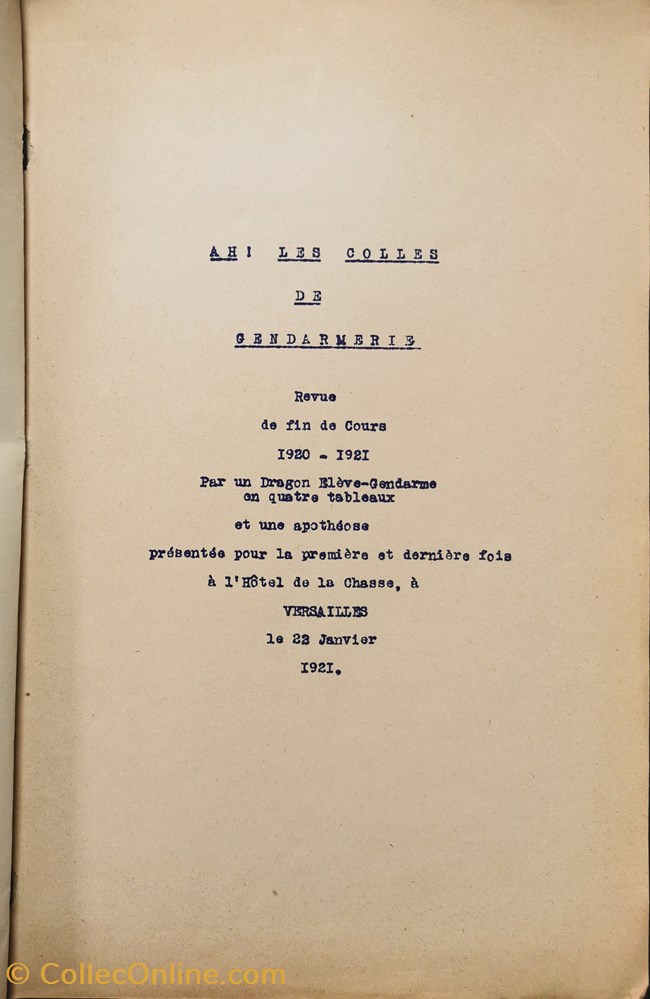 1921 Ah ! les colles de gendarmerie ! revue de fin de cours militaria livres revues catalogues 1921 ah les colles de gendarmerie revue de fin de cours