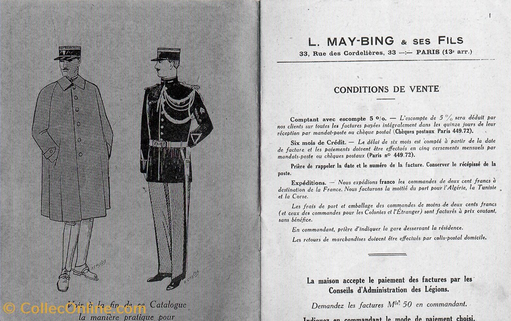 1929 Fourniture pour la Gendarmerie et la Garde Républicaine - par May-Bing et ses Fils 2 militaria livres revues catalogues 1929 fourniture pour la gendarmerie et la garde republicaine par may bing et ses fils