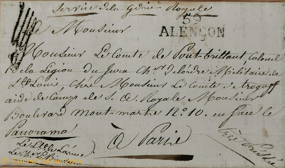 59/ALENCON vieux papiers marques postales europe 59 alencon