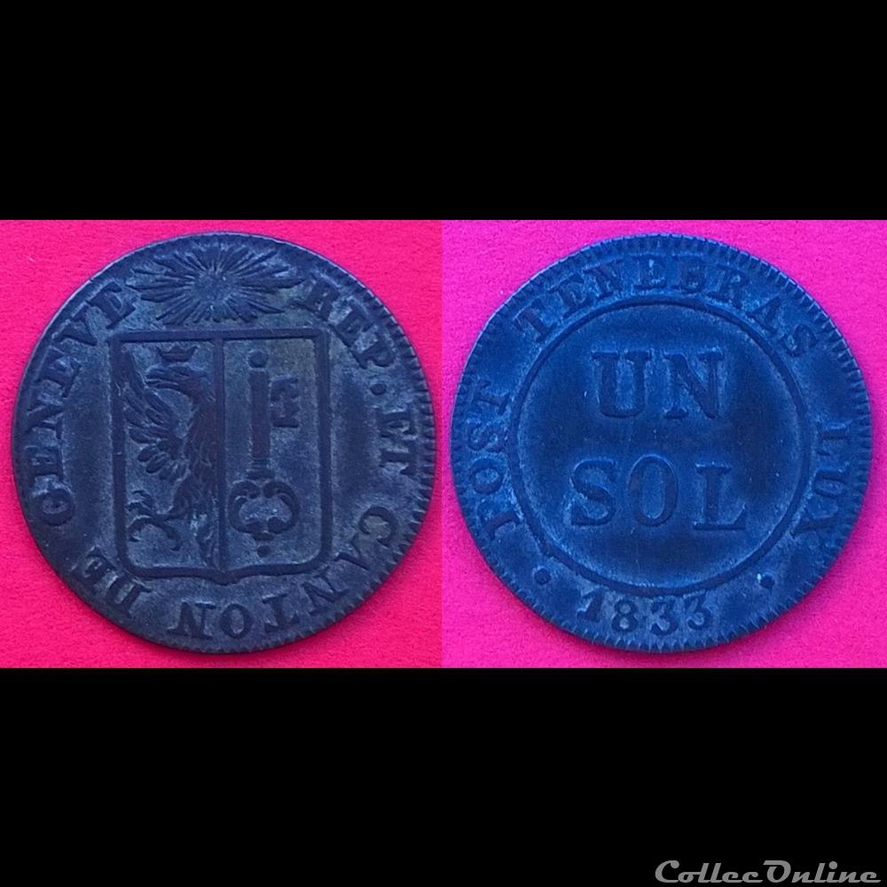 1 sol 1833 monnaie monde suisse 1 sol 1833