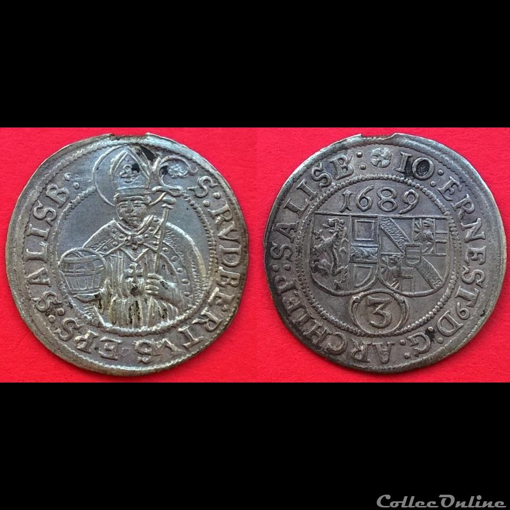 3 kreuzer Johann Ernst von Thun 1689 monnaie monde autriche 3 kreuzer johann ernst von thun 1689