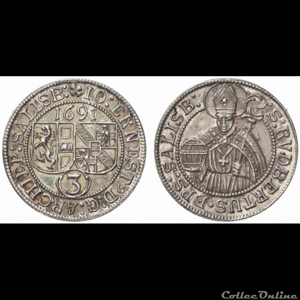 3 kreuzer Johann Ernst von Thun 1689 2 monnaie monde autriche 3 kreuzer johann ernst von thun 1689