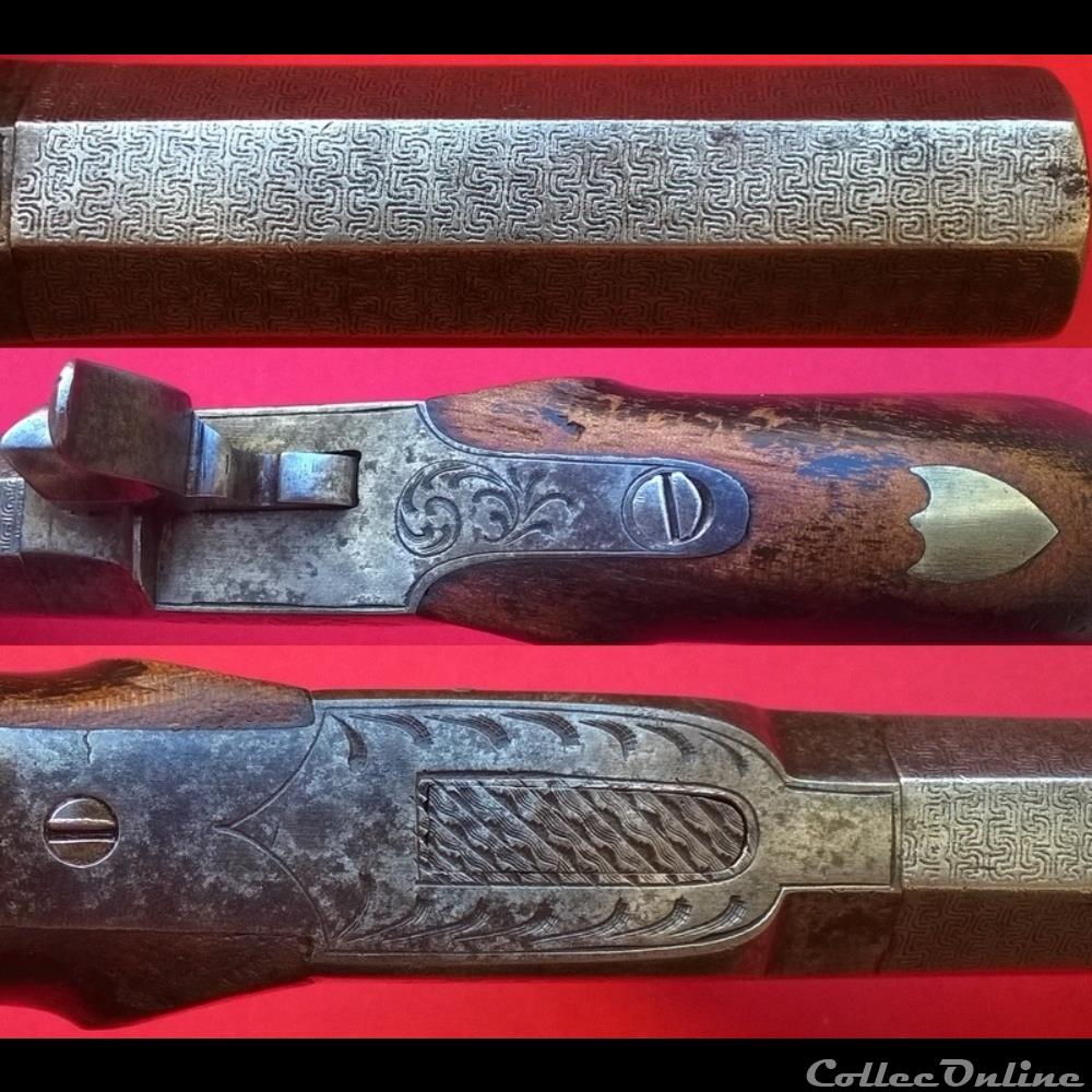PISTOLET DE POCHE A PERCUSSION XIXe. 2 militarium arme feux ancienne revolver pistolet de poche a percussion xixe