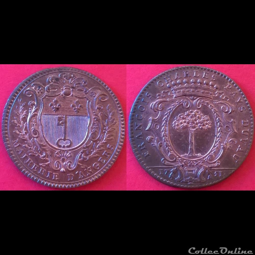 ANJOU - NOBLESSE François-Charles Pays du Vau, maire d’Angers monnaie jeton mereaux france anjou noblesse francois charles pays du vau maire d angers