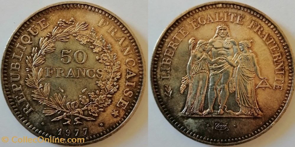 monnaie france moderne 50 francs hercule 1977