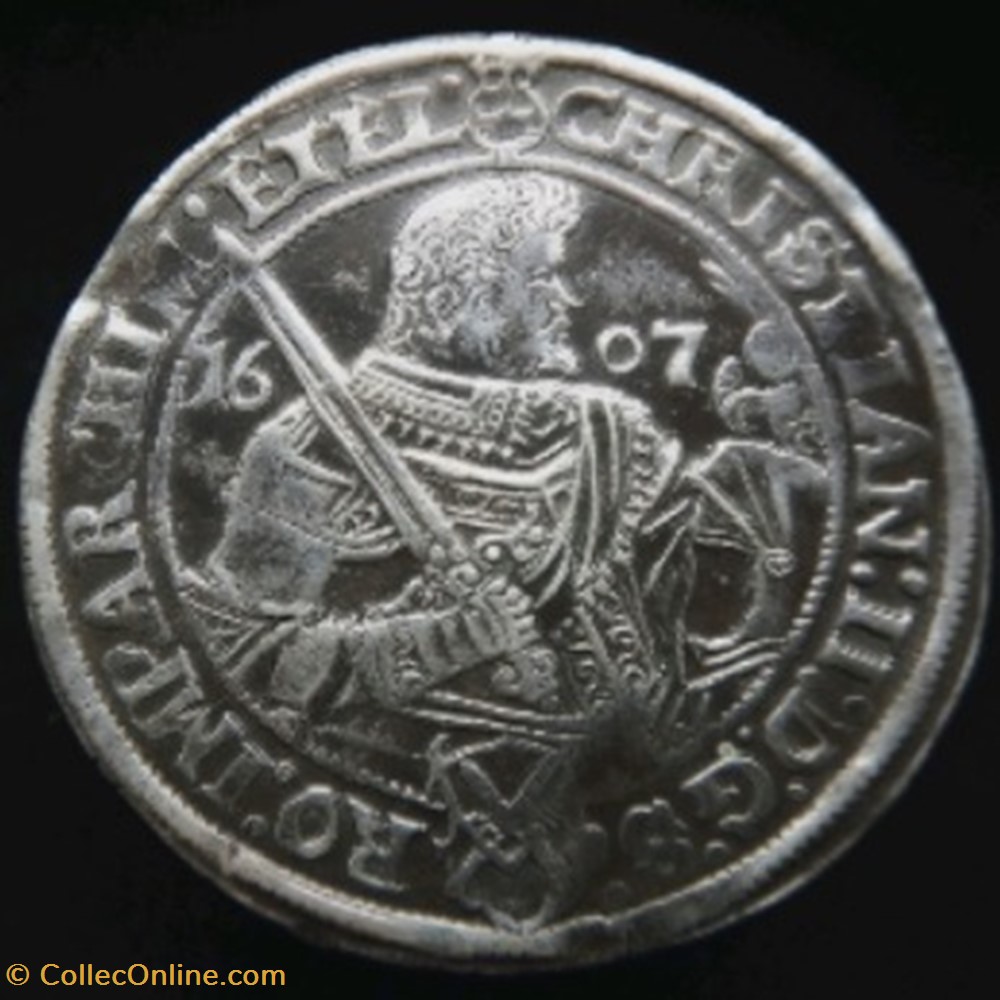 Thaler de Saxe de Christian II 1607 monnaies europe medievale saint empire romain germanique thaler de saxe de christian ii 1607