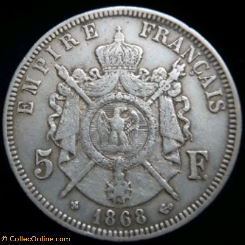 5 francs argent Napoléon III 2 ème empire 1868 Strasbourg monnaies monde france 5 francs argent napoleon iii 2 eme empire 1868 strasbourg