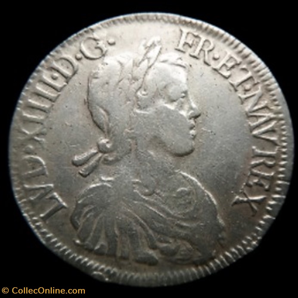 Ecu à la mèche longue Louis XIV Nantes 1648 monnaies europe medievale france royales ecu a la meche longue louis xiv nantes 1648