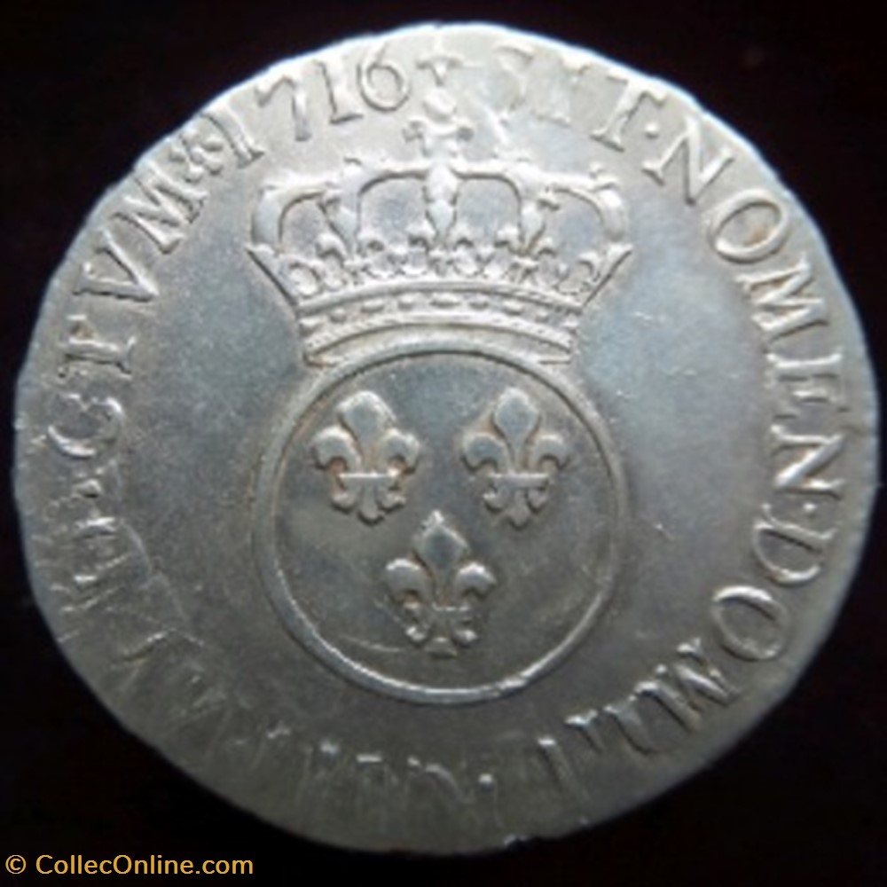 Demi Ecu vertugadin Louis XIV 1716 Lyon monnaies europe medievale france royales demi ecu vertugadin louis xiv 1716 lyon
