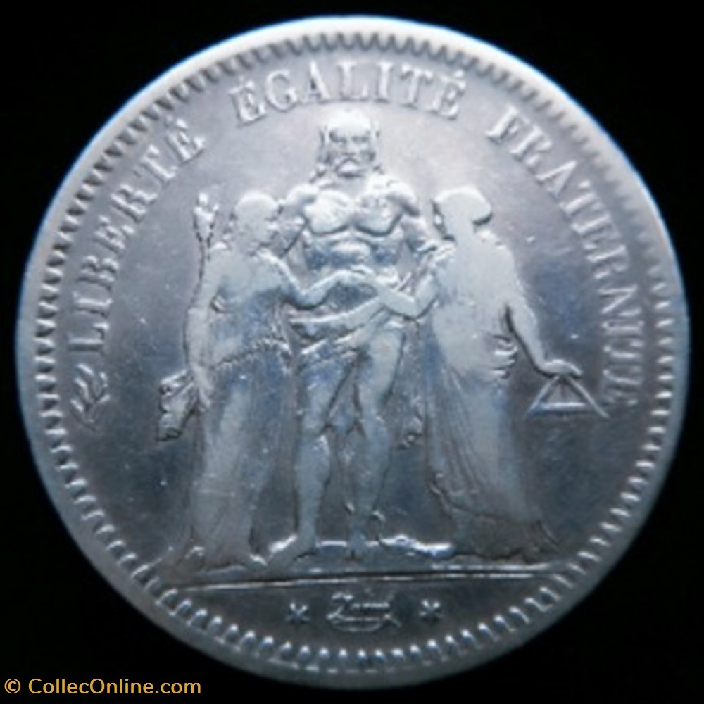 monnaies monde france 5 francs argent hercule 2 eme republique 1849 paris
