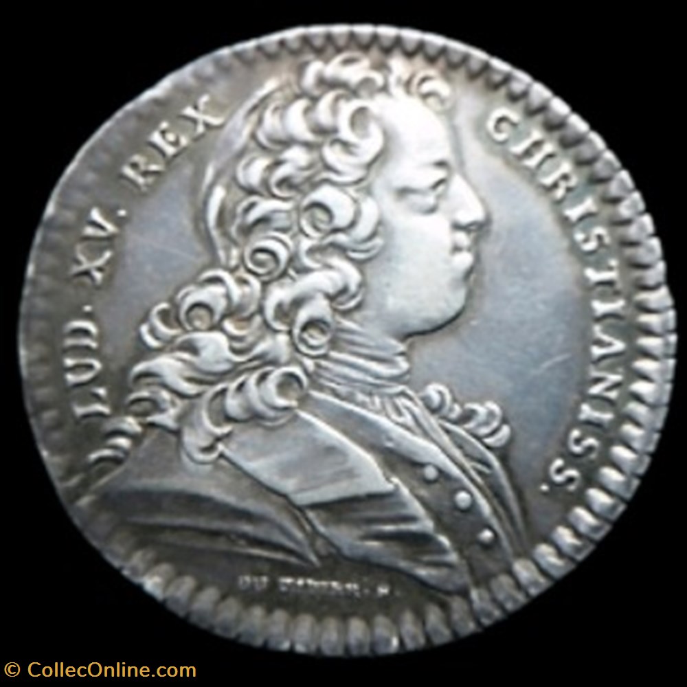 Jeton d' argent de Louis XV , Extraordinaire des guerres 1728 monnaies paranumismatique jetons poids jeton argent de louis xv extraordinaire des guerres 1728