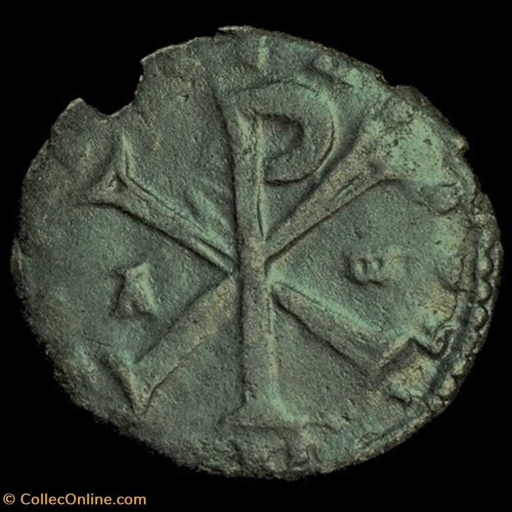 AE2 de Poemenius au nom de Constance II , frappé à Trèves monnaies antiques romaines republicaines imperiales ae2 de poemenius au nom de constance ii frappe a treves