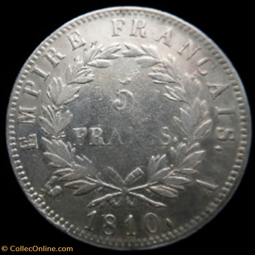 5 francs argent Napoléon 1 er Empire Paris 1810 monnaies monde france 5 francs argent napoleon 1 er empire paris 1810