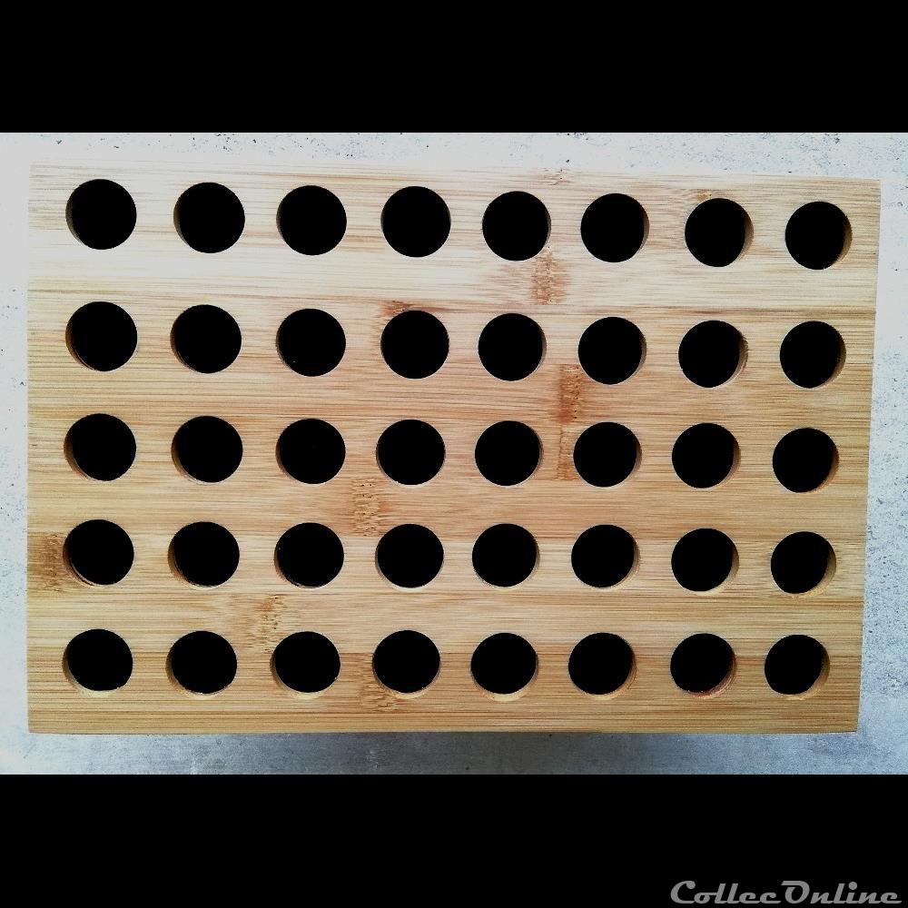 monnaies medaillier en bambou 31 5 x 21 5 cm 40 alveoles de 25 mm