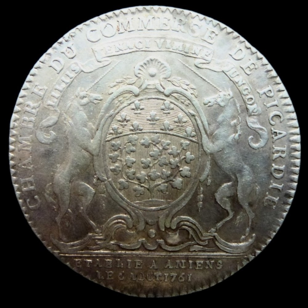 Jeton d'argent Louis XV Chambre du Commerce de Picardie monnaies paranumismatique jetons poids jeton argent louis xv chambre du commerce de picardie