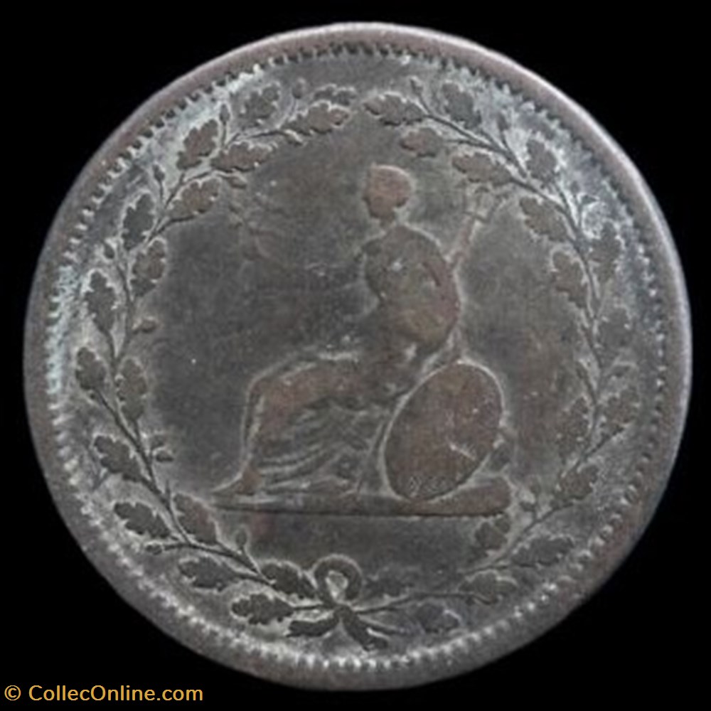 Jeton anglais de cuivre BRUTUS de la BCC , 1809-1810 monnaies paranumismatique jetons poids jeton anglais de cuivre brutus de la bcc 1809 1810