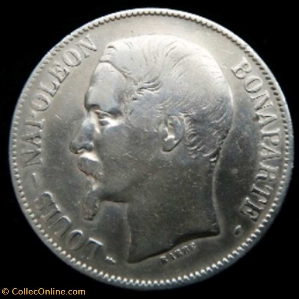 monnaies monde france 5 francs argent louis napoleon bonaparte 2 eme republique 1852 paris
