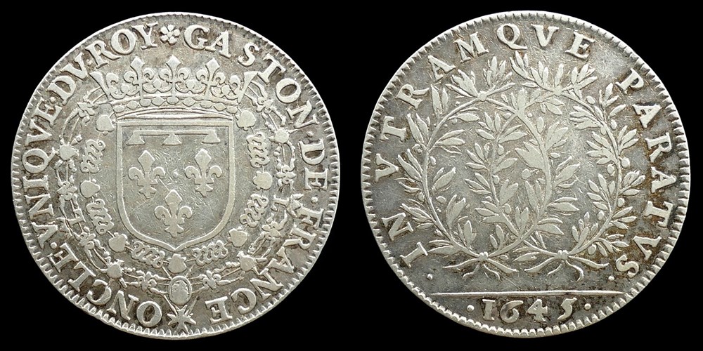 Jeton d'argent de la Dombes , Gaston d'Orléans 1645 monnaies paranumismatique jetons poids jeton argent de la dombes gaston orleans 1645
