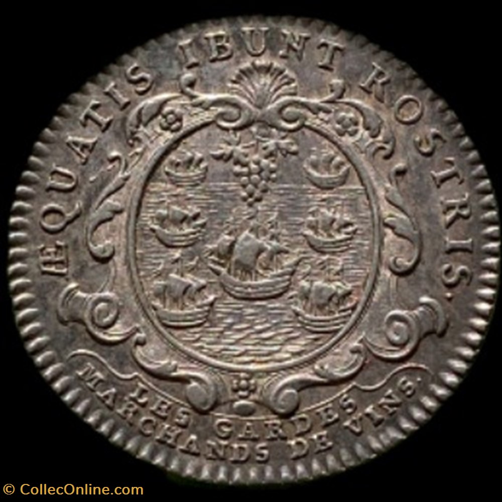 Jeton d' argent époque Louis XV Gardes Marchands de vins/ Tavernier de Paris monnaies paranumismatique jetons poids jeton argent epoque louis xv gardes marchands de vins tavernier de paris