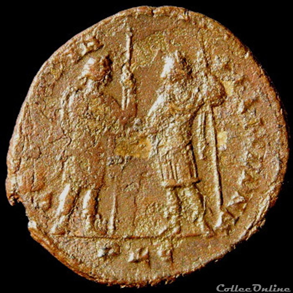 Follis de Constantin I auguste pour Lyon , frappé au nom de Maximien Hercule monnaie antique romaine follis de constantin i auguste pour lyon frappe au nom de maximien hercule